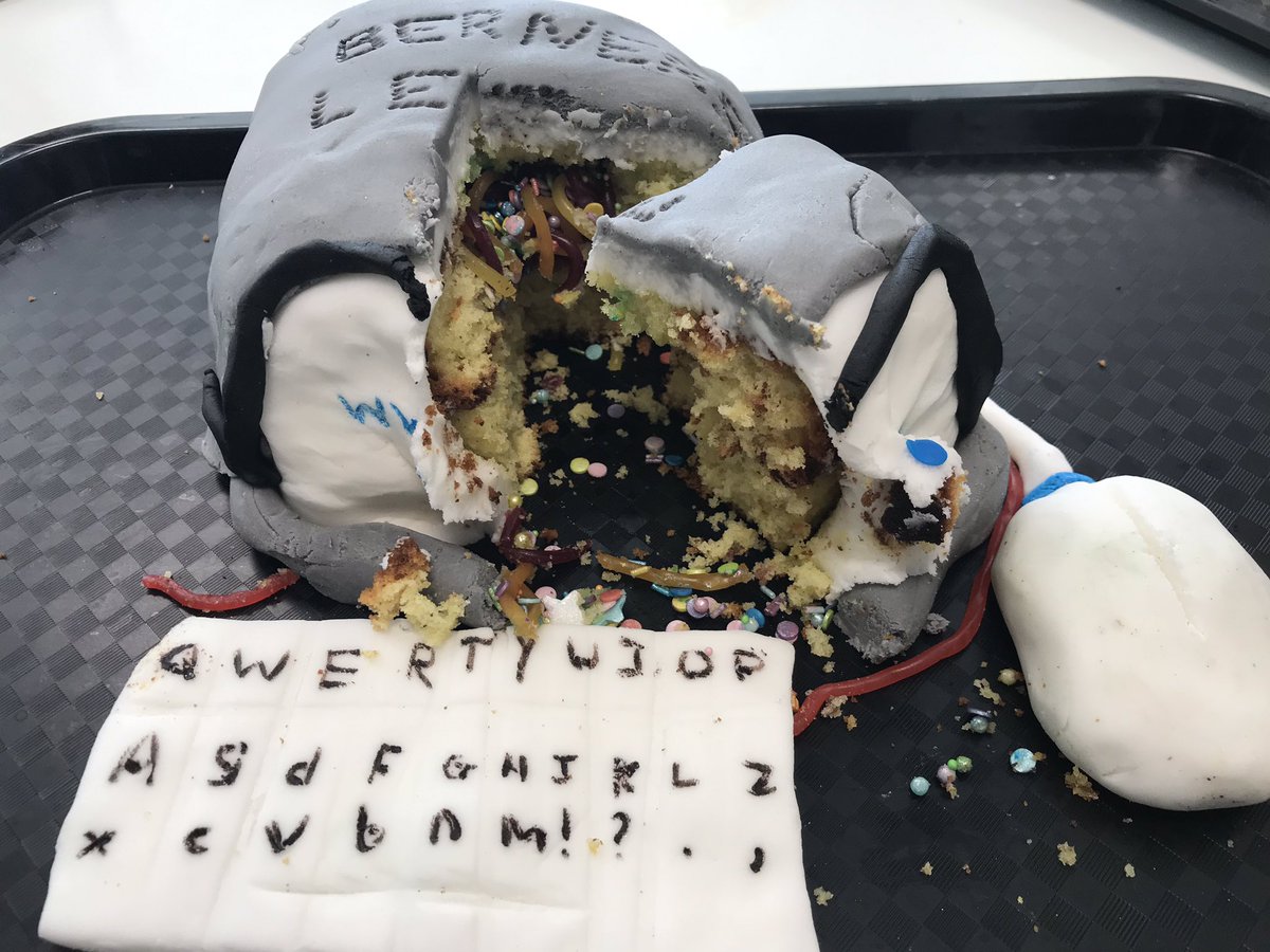 RTS_Twickenham's tweet photo. How clever are the makers of this Berners-Lee cake? Bakers Izzy & Faye even managed to bake ‘electrical cords’ into their design. I think the inventor of the World Wide Web himself would have to approve. @timberners_lee @greatbbakeoff #TimBL #bakeoff #cakedesign #cake #baking https://t.co/F6GdCzJYg4