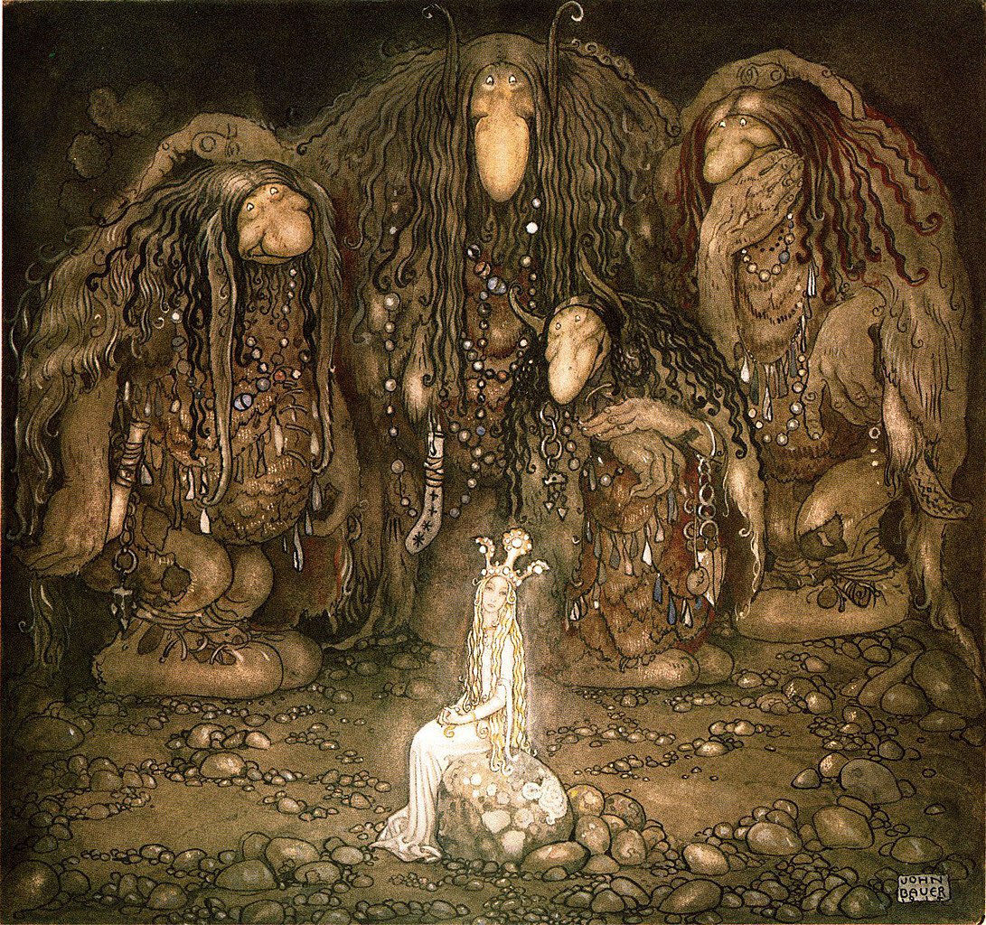 northbird_ellen's tweet photo. In Scandinavian folklore ‘underjordiske’, meaning the ones under ground, are fairy creatures called ‘vetter’, Old Norse vættr, such as the hulder, trolls, nøkk, etc. Swedish artis John Bauer (1882-1918) is admired for his capture of Nordic folklore. #FolkloreThursday #art https://t.co/2ZWBSvuGjC