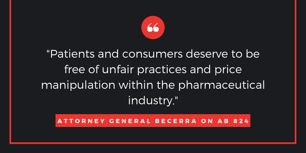 Runaway_Rx's tweet photo. About @JimWoodAD2’s #AB824, @AGBecerra said: “Patients and consumers deserve to be free of unfair practices and price manipulation within the pharmaceutical industry.” We agree! End the #PaytoDelay tactics. https://t.co/UHrwNwOM3M