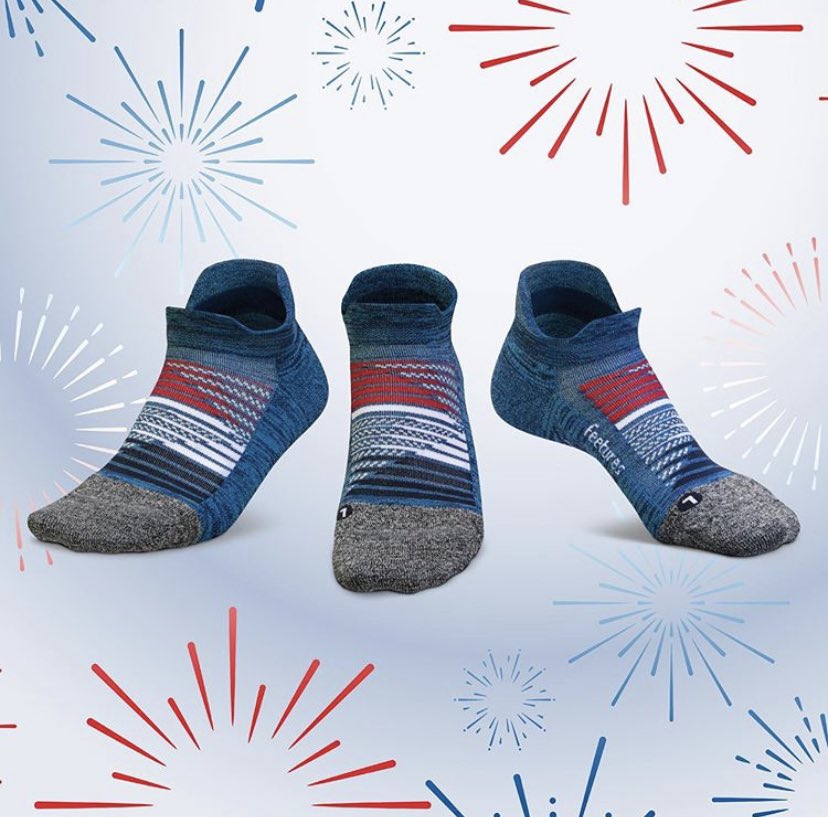 Behold...the Feetures freedom sock!  A must have patriotic, limited edition beauty. Part of our buy 3 get 1 free Feetures deal running through the end of May. #feetures #merica