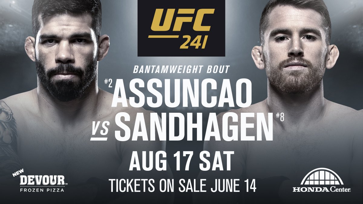 ufc's tweet photo. A top 1️⃣0️⃣ bantamweight matchup!

@RaphaAssuncao vs @Cors_Life heads to Cali for #UFC241! https://t.co/ekTXZut2lS
