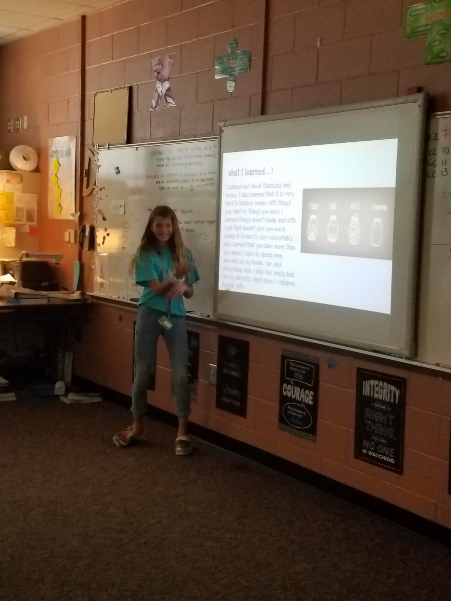 joywalker99's tweet photo. Mortgages, taxes, cost of living and insurance. It's all part of #budgetbusters in 6th grade INC. Learned and presented on the "realities of $$" today. @INC_PB @MrGProbus @lawrenloud @KMMWaves https://t.co/p0pLyZLHoR