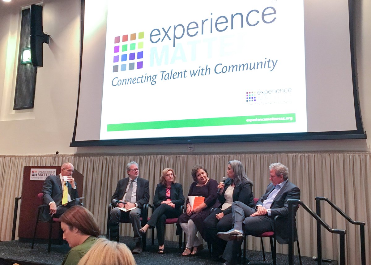 AZFTF's tweet photo. #AZFTF’s Liz Barker Alvarez spoke on a panel this morning at @ExpMattersAZ’s Encore breakfast. “The older generation understands how crucial the first 5 years (of a child’s life) are.” The panel was talking about connecting younger and older generations. #ExperienceMatters https://t.co/2XriNydz07