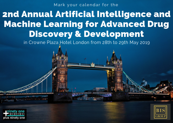 plus91's tweet photo. On 28-29 May in #London, global #pharma leaders gather at the 2nd Annual meeting dedicated to Artificial Intelligence and Machine Learning for Advanced Drug Discovery and Development to exchange experience and share knowledge. #BISamla @BisGrpCom @medeventsguide https://t.co/jJv4IUnNkW