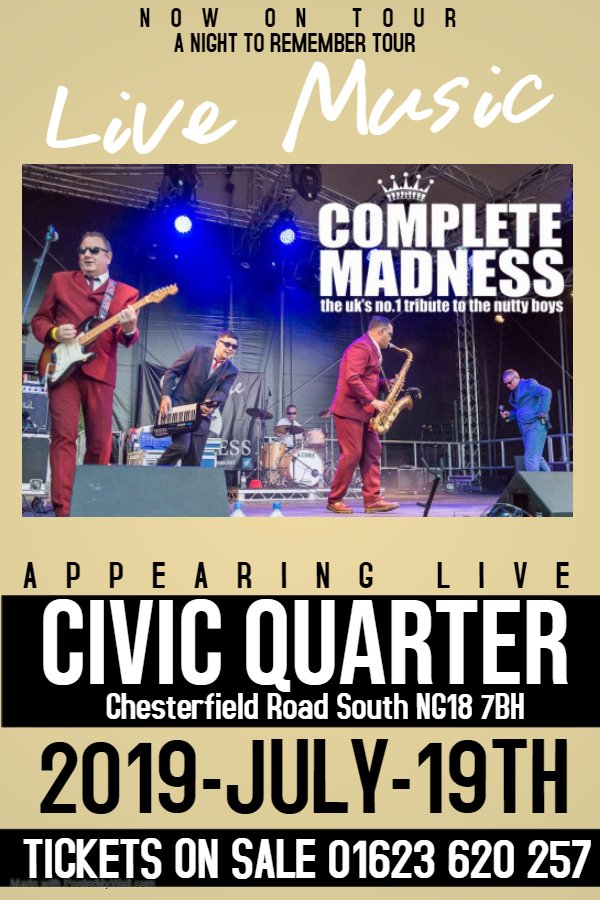 Complete Madness  Live <a href="/TheCivicQuarter/">The Civic Quarter</a> Get you tickets now 

#livemusic  #Nottinghamshire  #Mansfield #madness