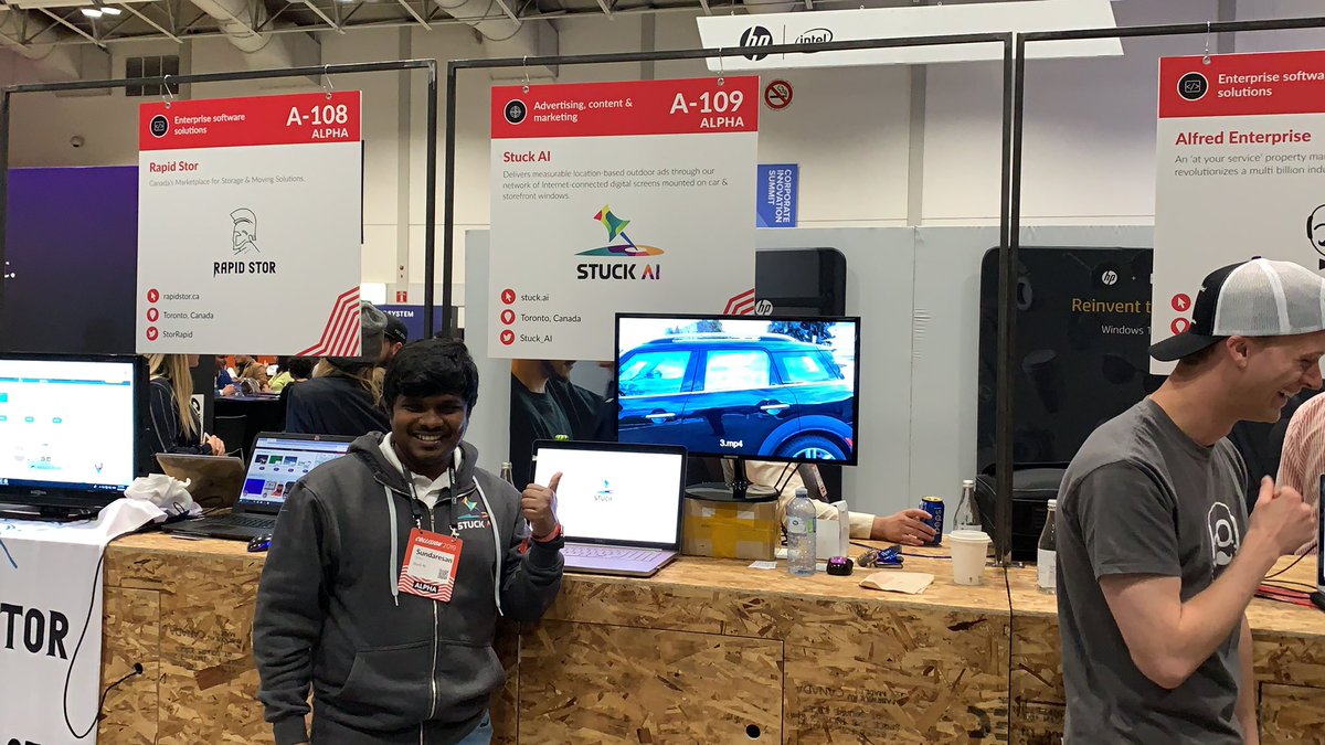 JmoMonk's tweet photo. Found a friend @CollisionHQ!! Come say hi to @SundaresanSekar and the @Stuck_AI at the ALPHA booth A-109. #CollisionConf https://t.co/RxtUVRznFl