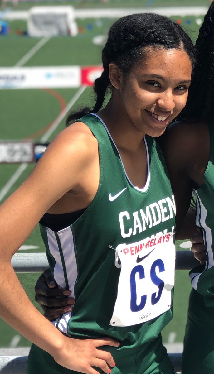 camdencatholic's tweet photo. RECORD ALERT: Congratulations to Sierra DiCupe' for setting a new school record in the 200M and for being a Camden County Champion w/a time of 25.32! And, also to Eliana Santana for setting a new school record in the discus with a distance of 105'7". #IrishPride #CCHSTrack https://t.co/m11OmpPNpI