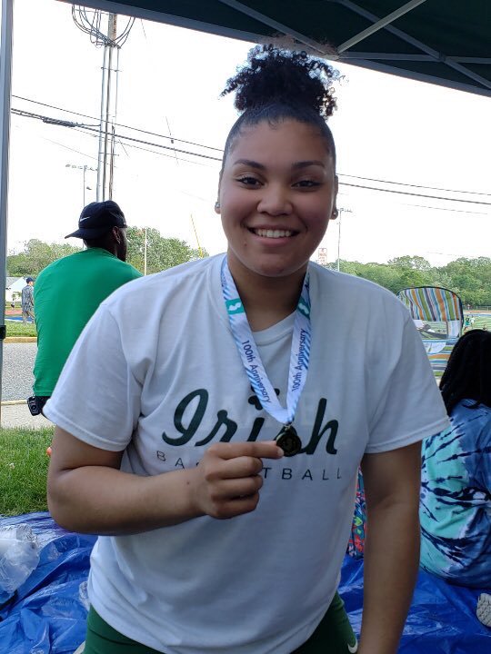 camdencatholic's tweet photo. RECORD ALERT: Congratulations to Sierra DiCupe' for setting a new school record in the 200M and for being a Camden County Champion w/a time of 25.32! And, also to Eliana Santana for setting a new school record in the discus with a distance of 105'7". #IrishPride #CCHSTrack https://t.co/m11OmpPNpI