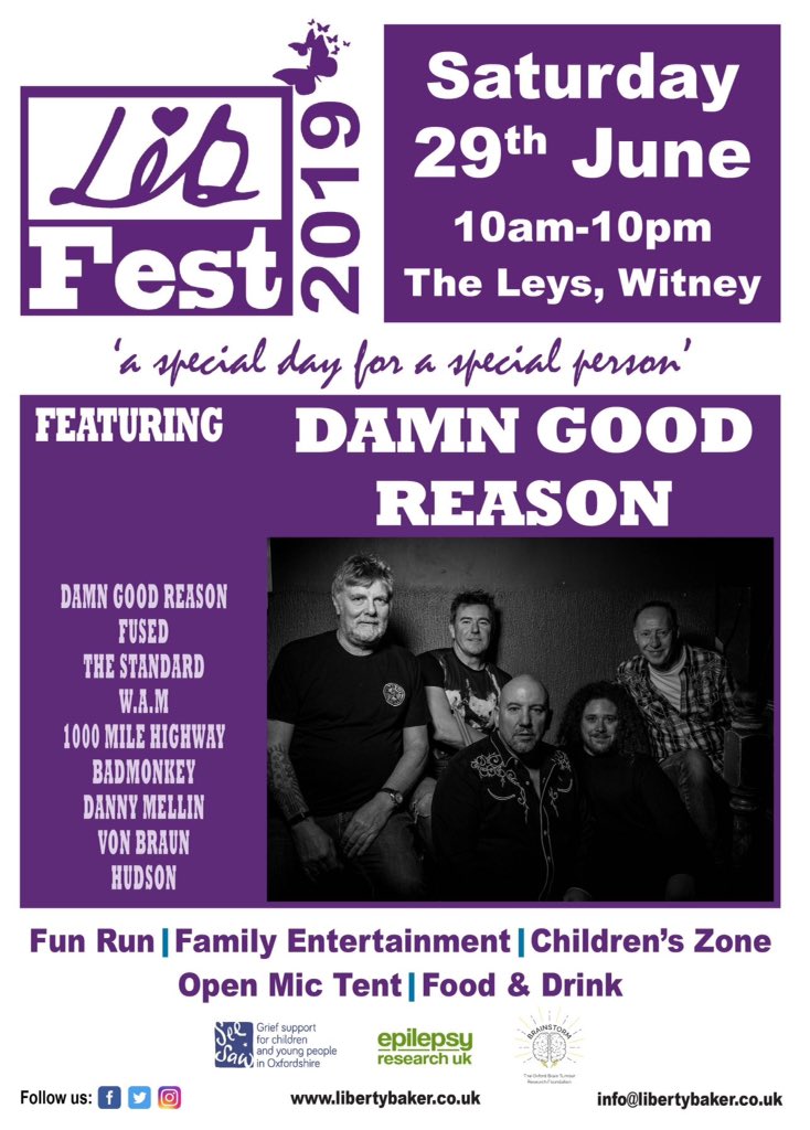 DamnGoodReason's tweet image. DGR is really looking forward to playing at Libfest '19! Always a special day with a great line-up of fantastic local performers. Midday, Sat 29th June - we'll bring the hi voltage r'n'r along a bit later! See ya on The Leys... DGR x
@DamnGoodReason #libfest #livemusic #Witney