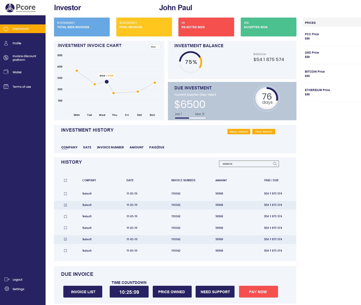 PcorePCC's tweet photo. We are really excited to be sharing the platform MVP images with you guys, this is the dashboard for both investor and seller, https://t.co/I4hjxKBNZg