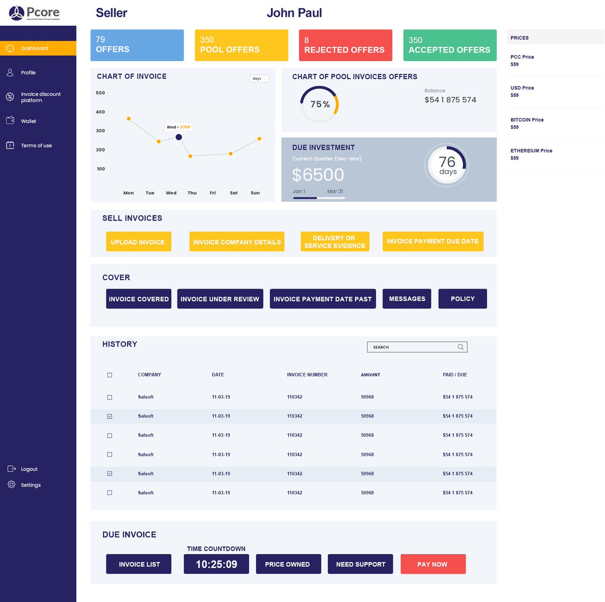 PcorePCC's tweet photo. We are really excited to be sharing the platform MVP images with you guys, this is the dashboard for both investor and seller, https://t.co/I4hjxKBNZg