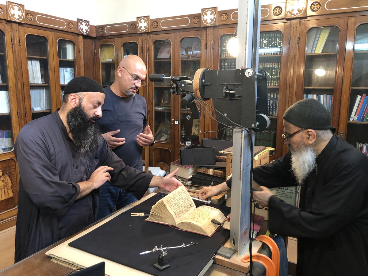 With Abouna Philopater, Walid Mourad, and Abouna Berti in the studio at Abu Maqar