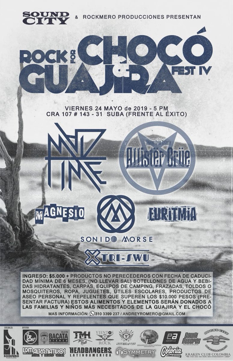 Nos vemos mañana en el #RockforGuajiraAndChocoFest porque todos podemos aportar y apoyar a compatriotas que nos necesitan #Bogotá #suba #FelizJueves