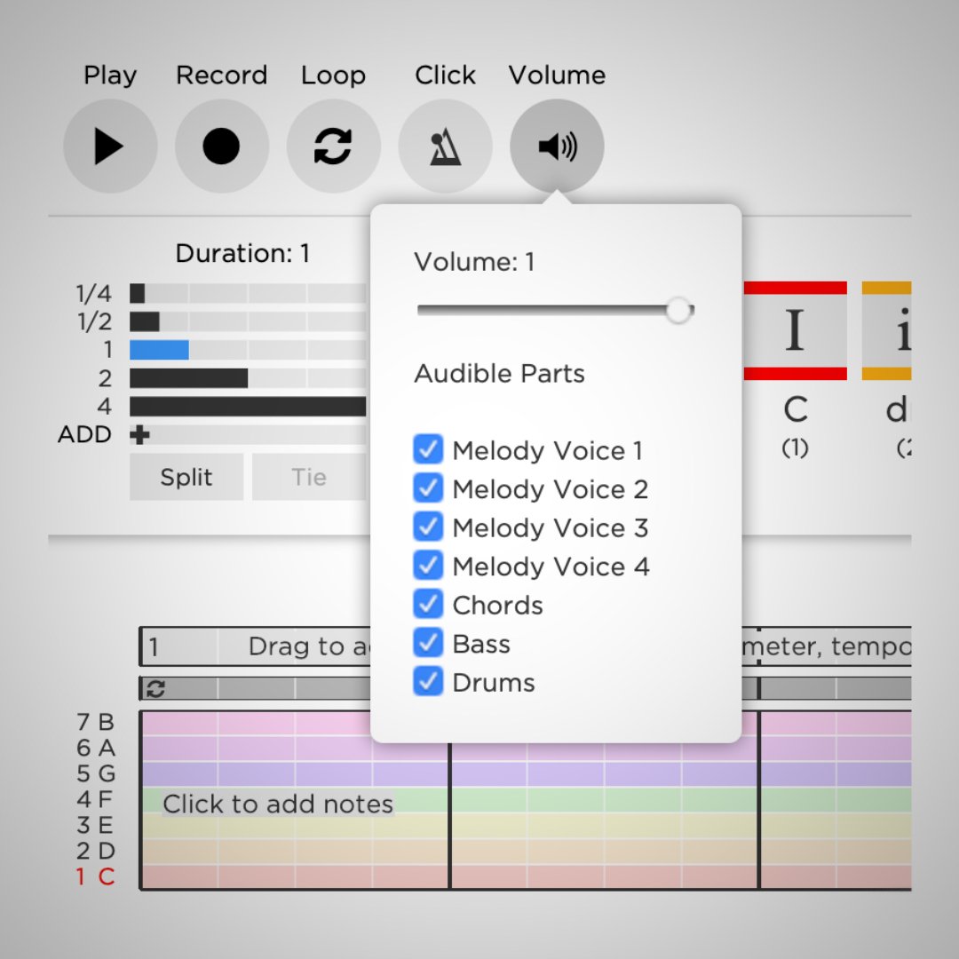 hooktheory's tweet image. Did you know, that Hookpad has a section where you can select which instrument groups you want to hear?

#Hookpad #Hooktip #Volume #Mute