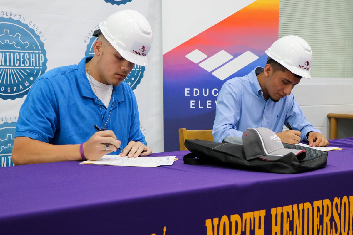 HCPSNC's tweet photo. Congrats to these 11 @NH_knights on signing to local manufacturing companies thru the #MadeinHendersonCounty Apprenticeship! Ryan, Christian, Caleb (@WestRock); Brock, Omar, Nathan (@Meritor); Jose, Makia, Jorge (Elkamet); &amp; Jesus and Leonardo (GF Linamar)! #collegeandcareerready https://t.co/T9inLNSb8l