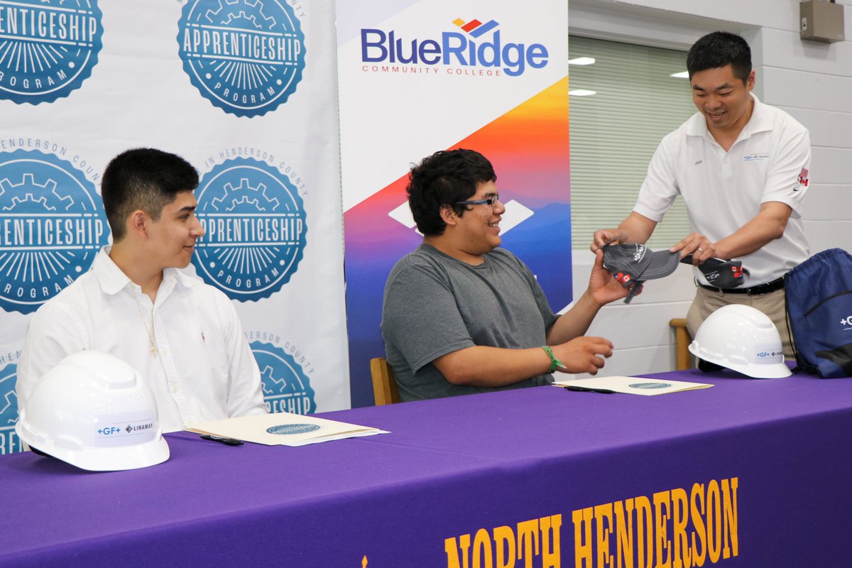 HCPSNC's tweet photo. Congrats to these 11 @NH_knights on signing to local manufacturing companies thru the #MadeinHendersonCounty Apprenticeship! Ryan, Christian, Caleb (@WestRock); Brock, Omar, Nathan (@Meritor); Jose, Makia, Jorge (Elkamet); &amp; Jesus and Leonardo (GF Linamar)! #collegeandcareerready https://t.co/T9inLNSb8l