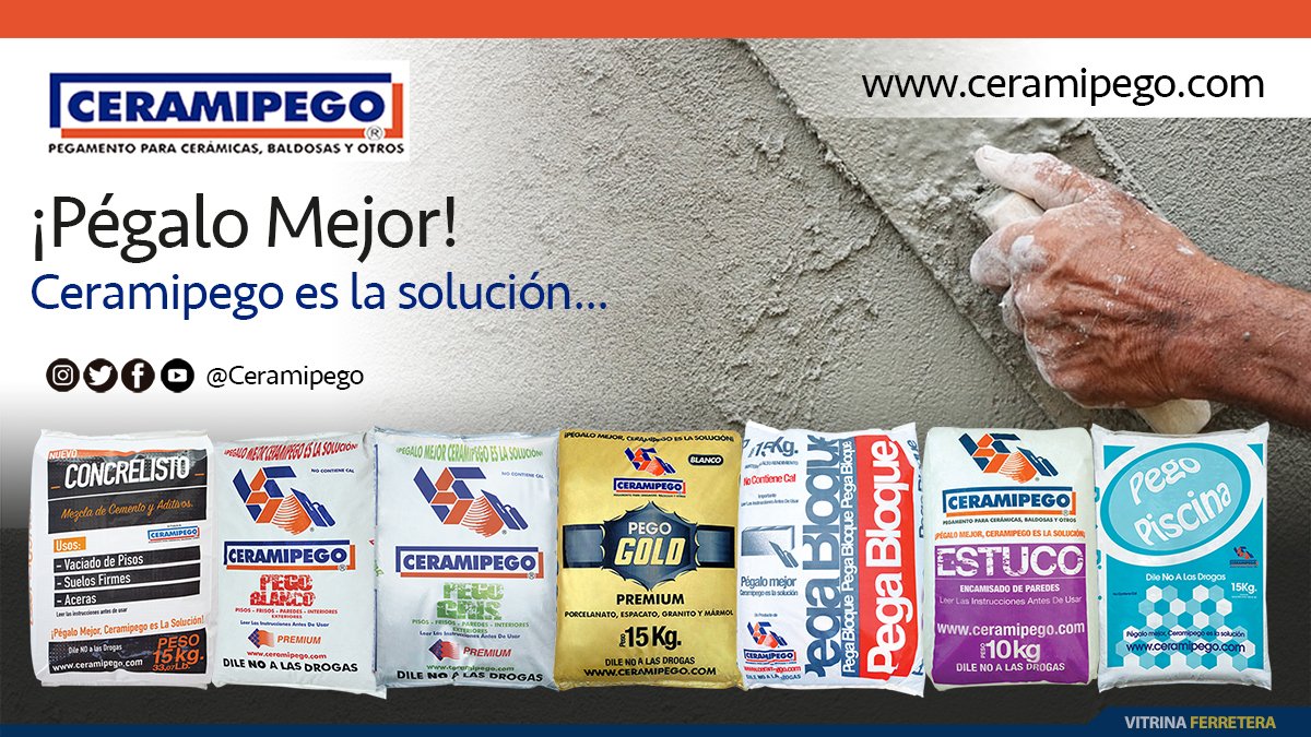 Los #morteros de <a href="/ceramipego/">Ceramipego</a> te ofrecen calidad, rendimiento y manejabilidad, manteniendo estándares internacionales en sus fórmulas, Pégalo mejor #Ceramipego es la solución bit.ly/2G9idrh

#VitrinaFerretera #pego #construccion #ferreterias #directorionacionalferretero