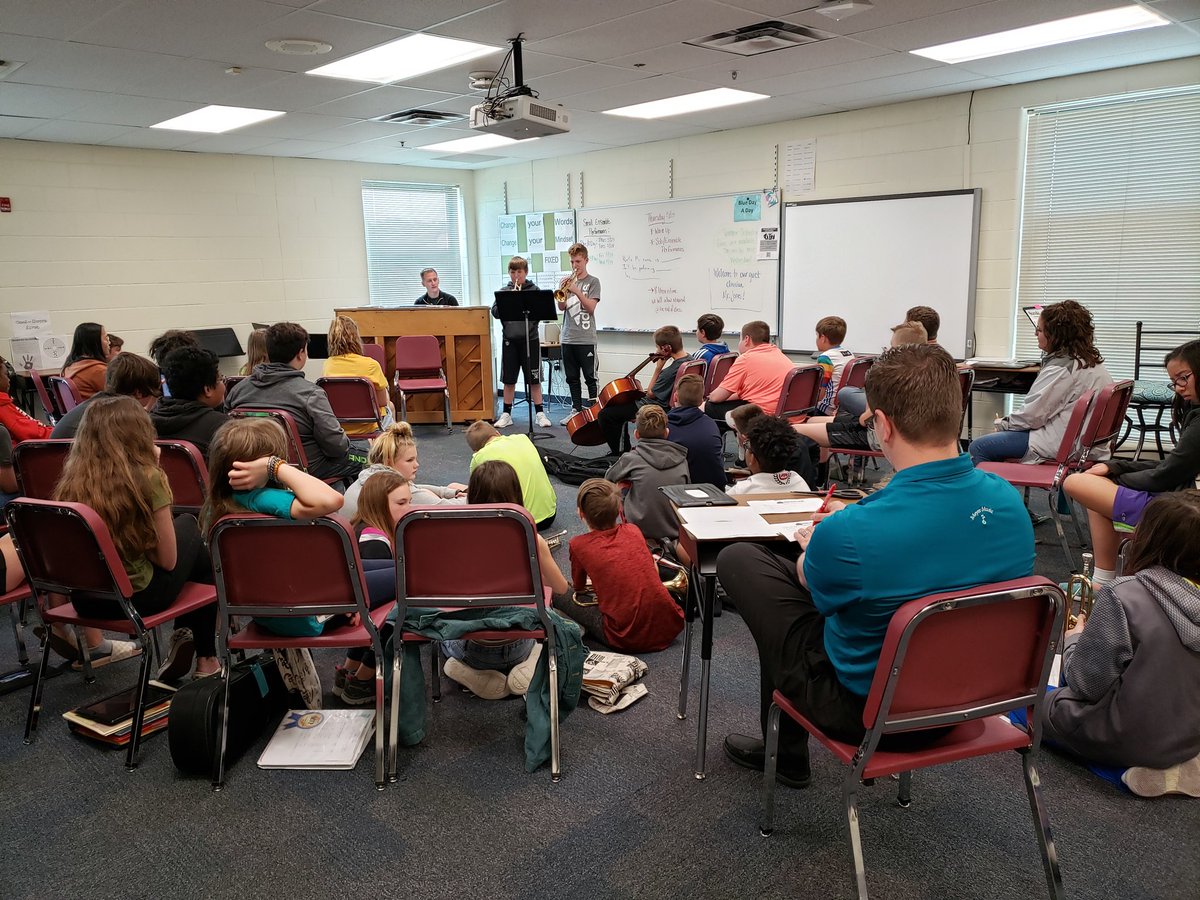 TeacherTuwei's tweet photo. Had a great first day of our solo/ensemble performances! I sure enjoy working with Mr. Faust - what a great collaboration for us all! @Gateway6Band @NKCInstMus #nkcstrings #GoGrizzliesNKC https://t.co/l4YvT0aFx1