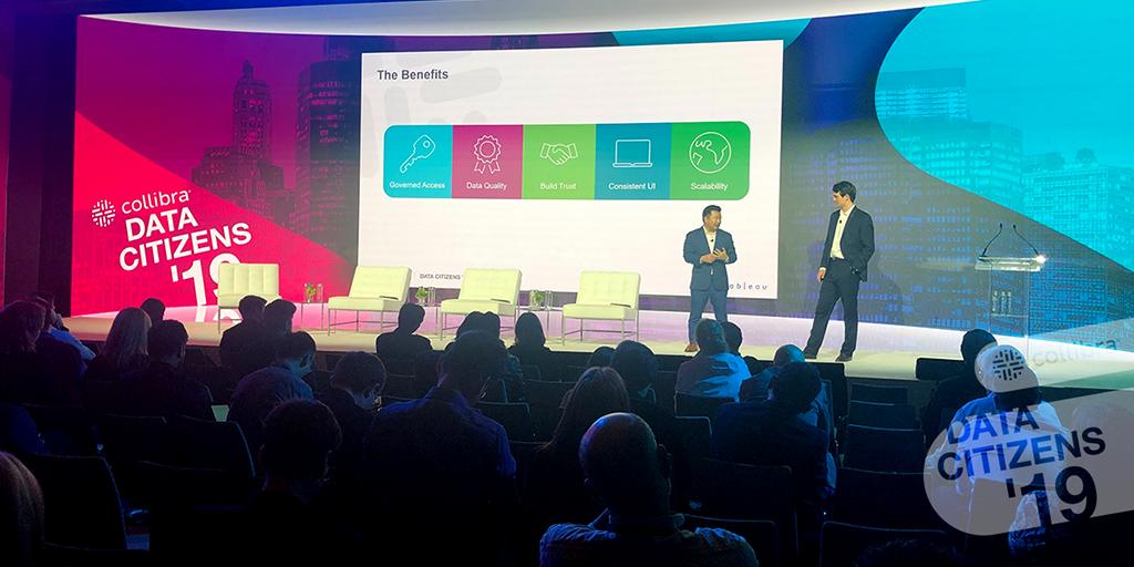 collibra's tweet photo. Our product manager Ben Moser teamed up with Brian Matsubara from @tableau to share how we are working together to overcome barriers to data-driven culture. #datacitizens #dc19 #dataintelligence https://t.co/00horcaEzA