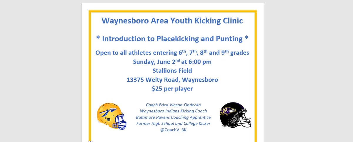 Developing the next generation of dominant 'Boro kickers 🏈👊
DM me if interested in attending.  Registrations will be accepted at the door.