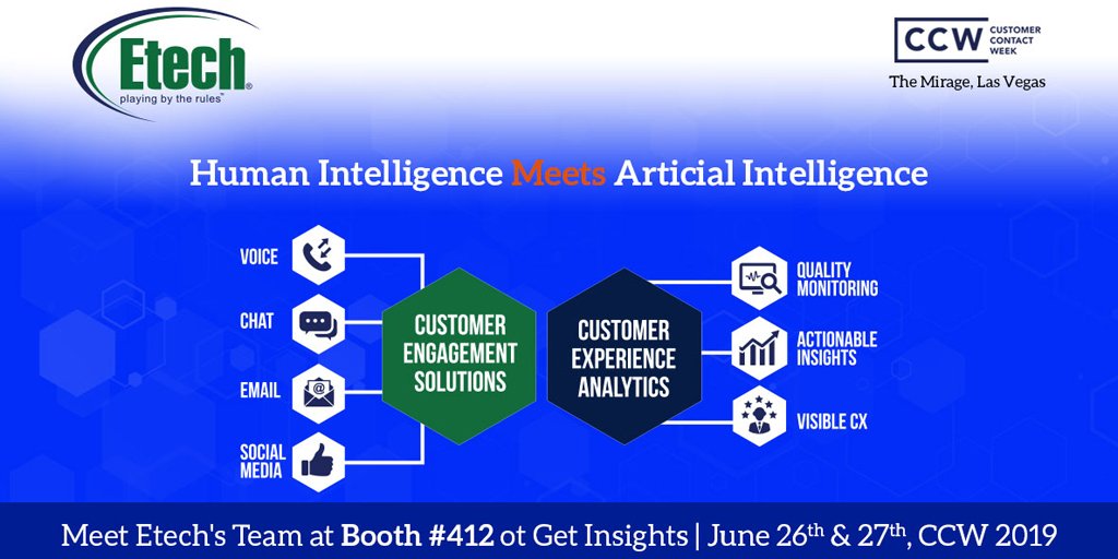 jiyoob's tweet image. Want to improve CX by learning more about the customer and anticipating their needs? Let Etech answer that for you! Visit Etech’s booth #412 at #CCWVegas2019 on June 26th &amp;amp; 27th, 2019. #RegisterNow: bit.ly/CCWVegas19
#20YearsofCCW