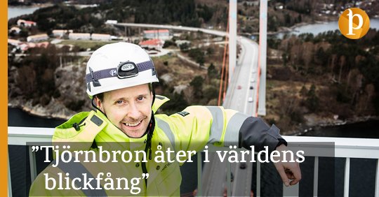 Historien är dramatisk och nu väcker Tjörnbron åter uppmärksamhet över världen; för den ytterst sällsynta åtgärden att vajrarna byts ut. Läs mer: lnkd.in/g3Jm7jC #trafikverket