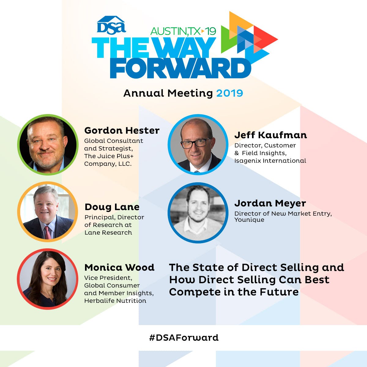 Join <a href="/GordonHester/">Gordon Hester</a>, Doug Lane, Monica Wood, Jeff Kaufman, and Jordan Meyer to discuss The State of Direct Selling and How Direct Selling Can Best Compete in the Future, on Monday, June 3rd! #DSAForward annualmeeting.dsa.org/workshops