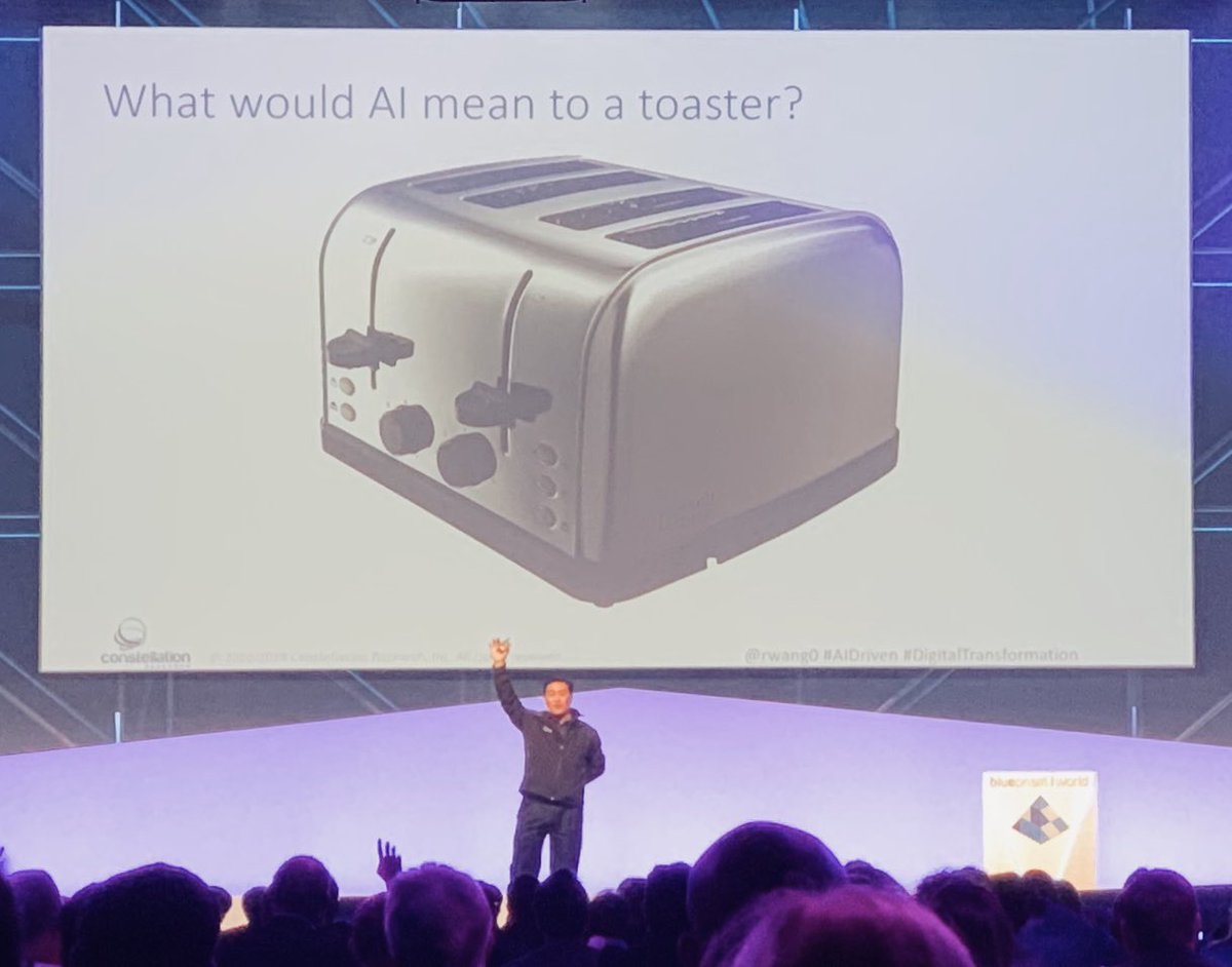 TexasGWittig's tweet photo. @constellationr CEO Ray Wang @rwang0 taking a poll on uptake of Toast-as-a-Service to illustrate new #AIDriven #DigitalTransformation business models #BluePrismWorld https://t.co/Ph67uvJYgq