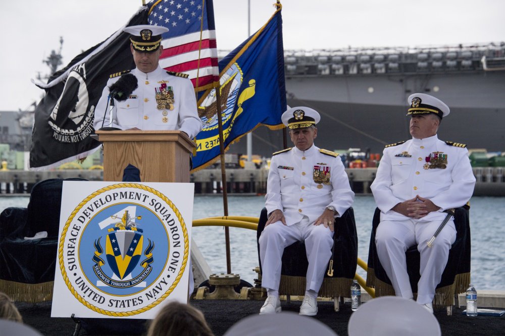#ICYMI To encourage #NavyInnovation and #NavyReadiness, Vice Adm. Richard Brown announced the establishment of Surface Development Squadron ONE (SURFDEVRON ONE) during a ceremony, May 22. Learn more at: go.usa.gov/xmGRb