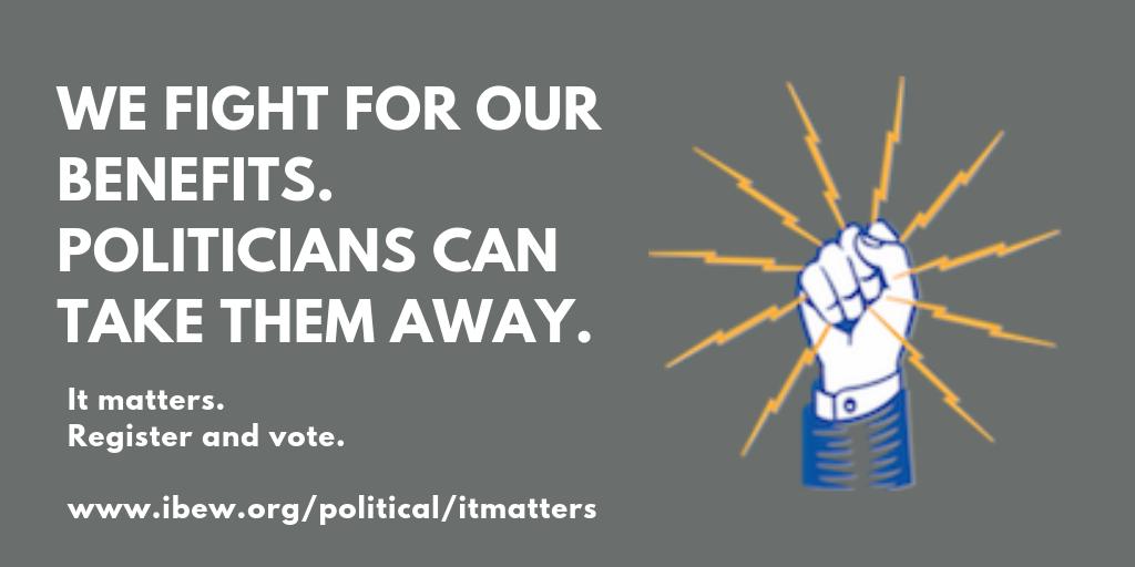 IBEW's tweet photo. It's your right. Use it. Register to vote. #IBEWItMatters https://t.co/qGCeVEpQ7o