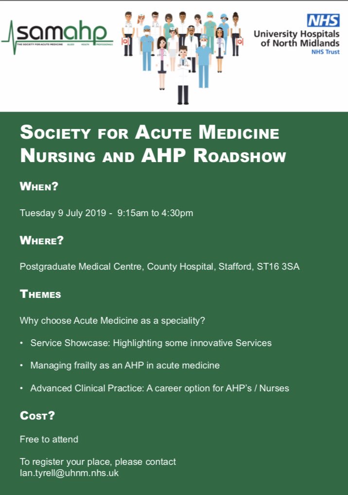 Happy to finally get this out there thanks to <a href="/TomHarrison1988/">Tom Harrison</a> #SAMRoadshow19 please share for what will hopefully be a very exciting and informative day! Full programme to follow! <a href="/sam_ahp/">SAM AHPs</a>