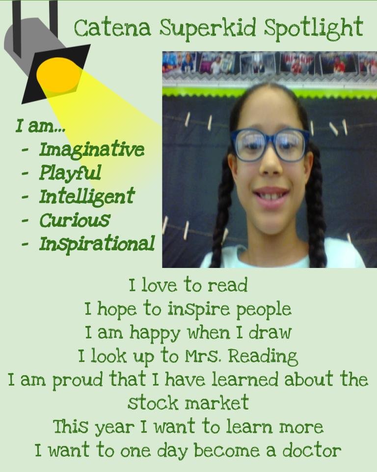 SchoolLawSavvy's tweet photo. Each day leading up to the last day of school, I will highlight one of my @CatenaColts #Superkids for the amazing people they are. Today I am highlighting one of the most well-spoken, thoughtful, &amp; dedicated 3rd graders I know! This girl is destined to change the world! https://t.co/KBTfvRk5E1