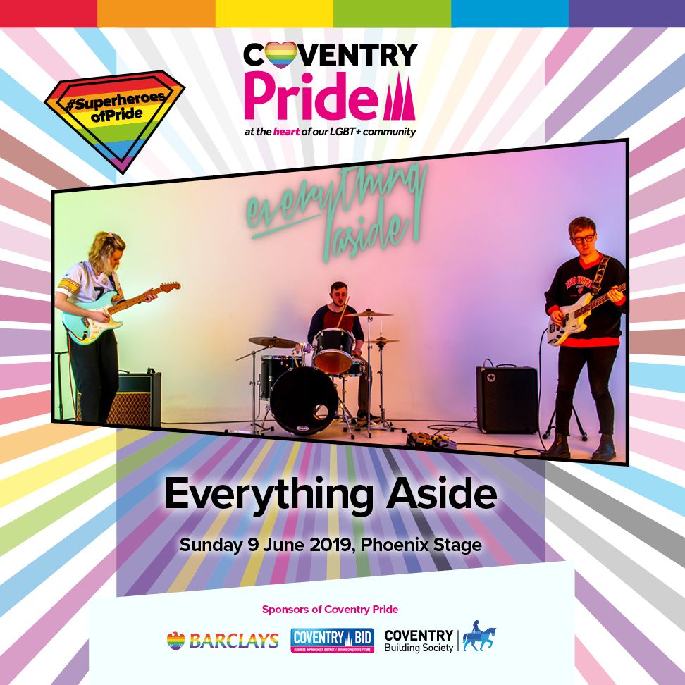 Performing at #CoventryPride Sunday 9 June is <a href="/thisisEA/">everything aside.</a> 
For more info about our free #pride weekend across <a href="/CovCityCentre/">Coventry City Centre</a> visit our website: buff.ly/2Vjcovy
#SuperHerosofPride #pride2019 #ThisisCoventry <a href="/visit_coventry/">Visit Coventry</a>