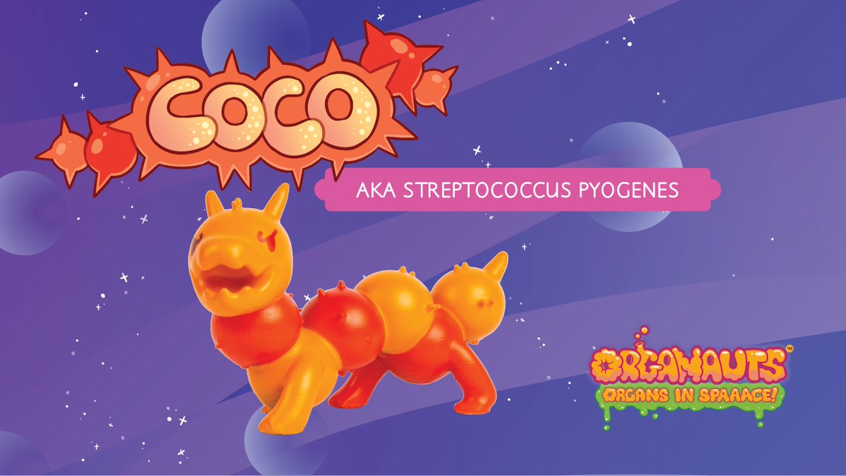 Meet Coco, short for Streptococcus, an irritating Bacterion that loves picnics with the tonsils and long walks down the B.O.D.’s throat! Please ask your local comic or toy shop to carry Organauts: previewsworld.com/Search?mode=A&…
