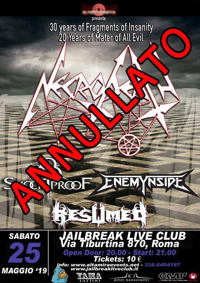 NecrodeathNews's tweet photo. LA DATA ROMANA PREVISTA PER DOPODOMANI VERRA' RIMANDATA IL 26 OTTOBRE!STAY TUNED
#necrodeath #live #annullato #posticipato #ottobre #newalbum #touranniversary #defragmentsofinsanity #thrashblackmetal #since85 #peso #flegias #pier #gl https://t.co/C4rOHadKuU