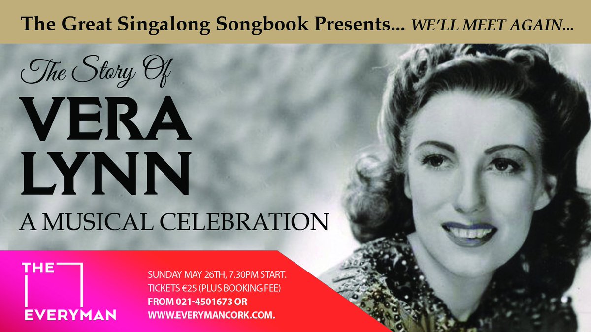 EverymanCork's tweet photo. Following on from sell-out concerts around the country We’ll Meet Again: the Story of Vera Lynn, starring singers Linda Kenny &amp; Damian Smith, actor Alf McCarthy and our Vera Lynn band (MD Alan Carney), returns to #Cork for one night only this Sunday!
https://t.co/bXCHmbMNNL https://t.co/4zPCOByZh0