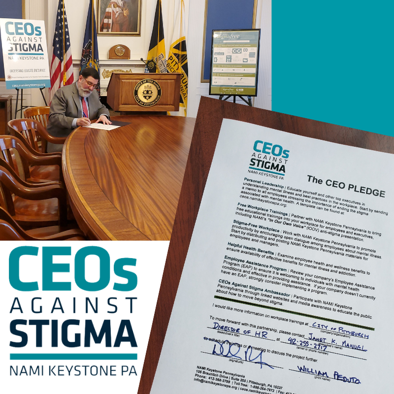 NAMIKeystonePA's tweet photo. Today, Pittsburgh Mayor @BillPeduto signed #NAMIKeystonePA's #CEOsAgainstStigma pledge to end mental illness stigma in the workplace. Thanks for your support! Learn more at https://t.co/x3jS5WzSVN.
#CEOsAgainstStigma #StigmaFreeCompany #Act4MentalHealth https://t.co/Q8mffTVpXz