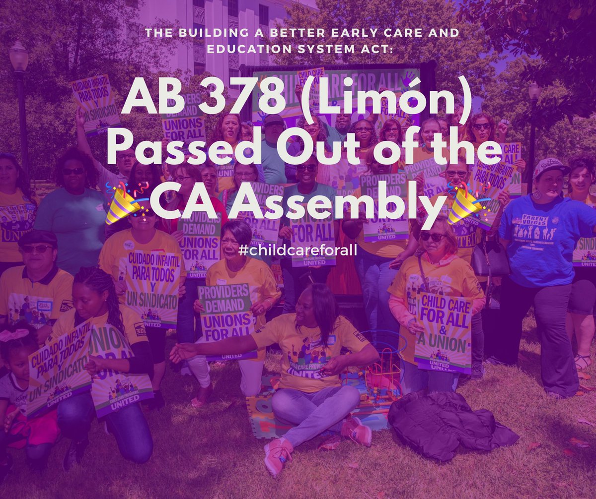 SEIULocal99's tweet image. Next stop: CA Senate 🚂

Child care providers from 99, @SEIU521, and @UDWA deserve a seat at the table to improve early education and win #childcareforall! Our bill, AB 378, will help us do just let that. 💪🏽💪🏾💪🏿