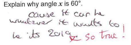 NeilAdam's tweet photo. Actual comment on school exam marked today. Loved it! https://t.co/kHFamOKHo2