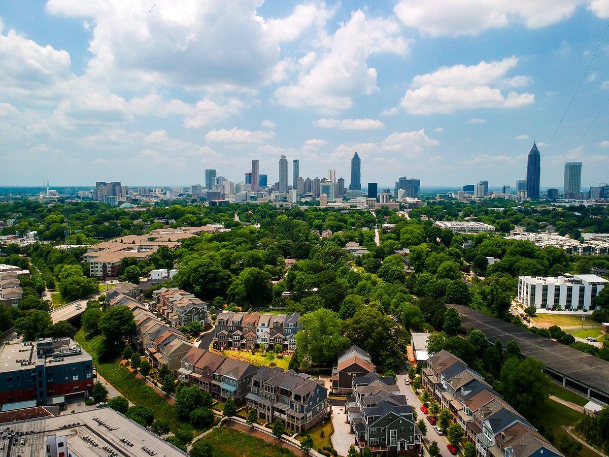 CityofAtlanta's tweet photo. Check out this aerial view of the Old Fourth Ward! #CityInAForest #ATL https://t.co/GGm3wTlGUY