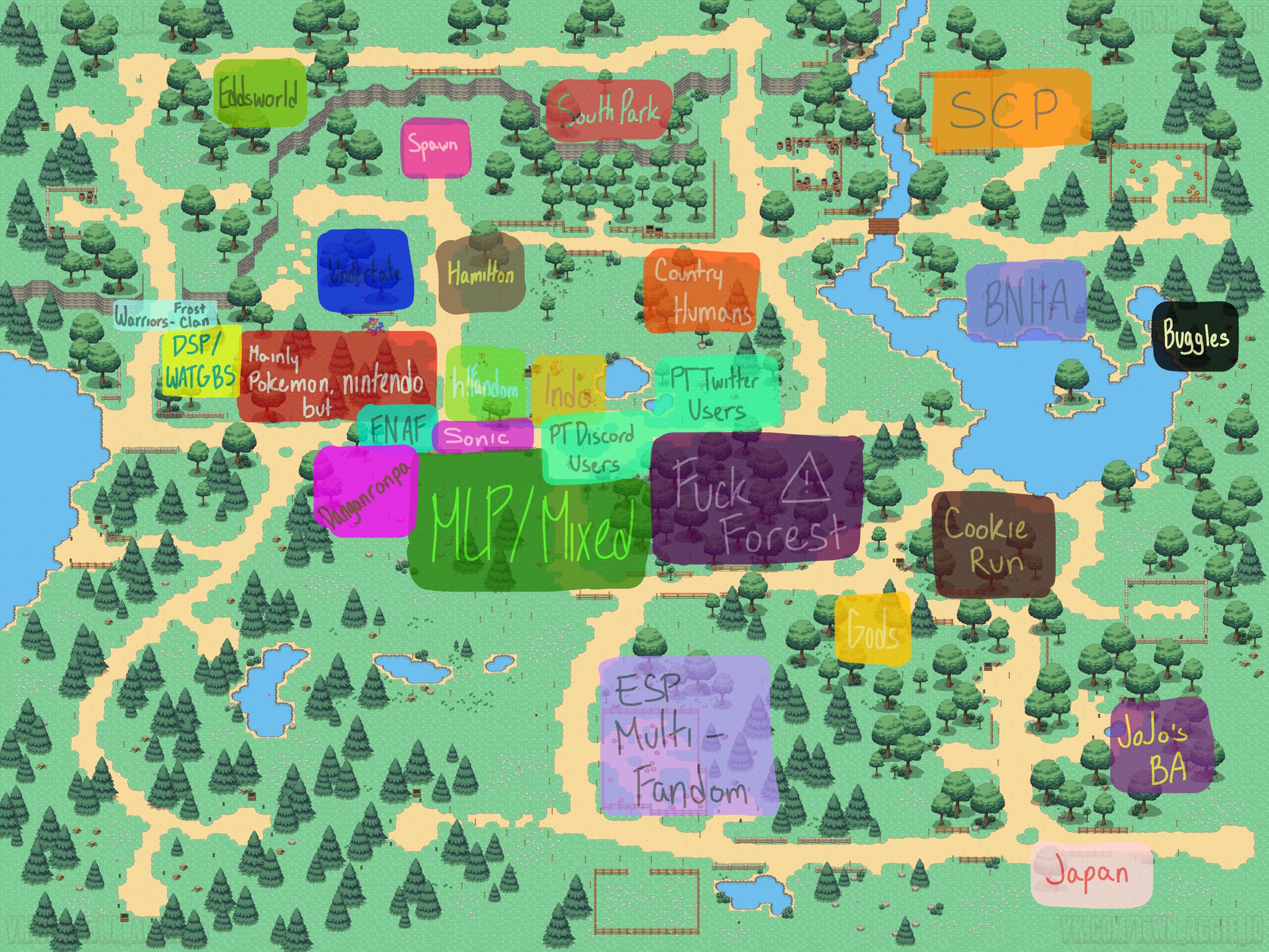 18+ Server Fandom/Language area map! (2022 ver.) : r/PonyTown