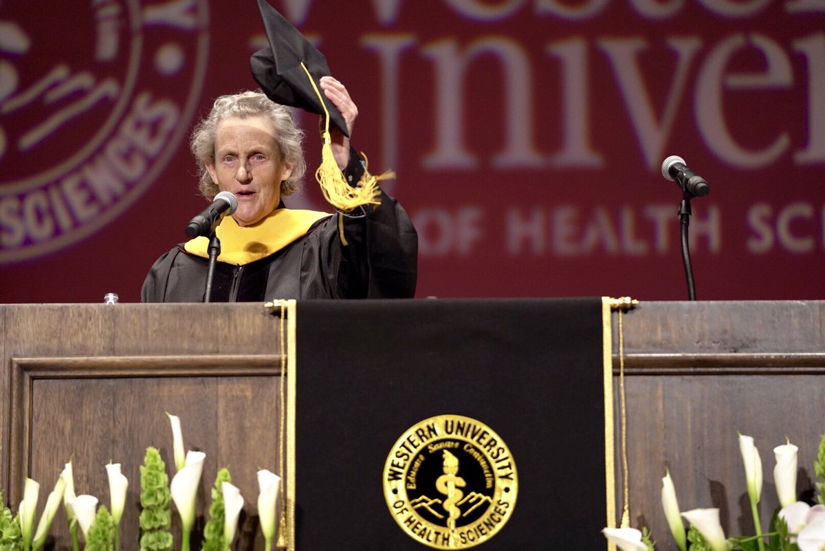 WesternUNews's tweet photo. Congratulations to the Class of 2019 graduates from  @WesternUVetMed. You’ve earned it! 

Keynote speaker was @DrTempleGrandin, renowned leader in animal welfare and autism advocacy. #WesternUGrad2019 #WesternUWay https://t.co/3e97WCL7Uc