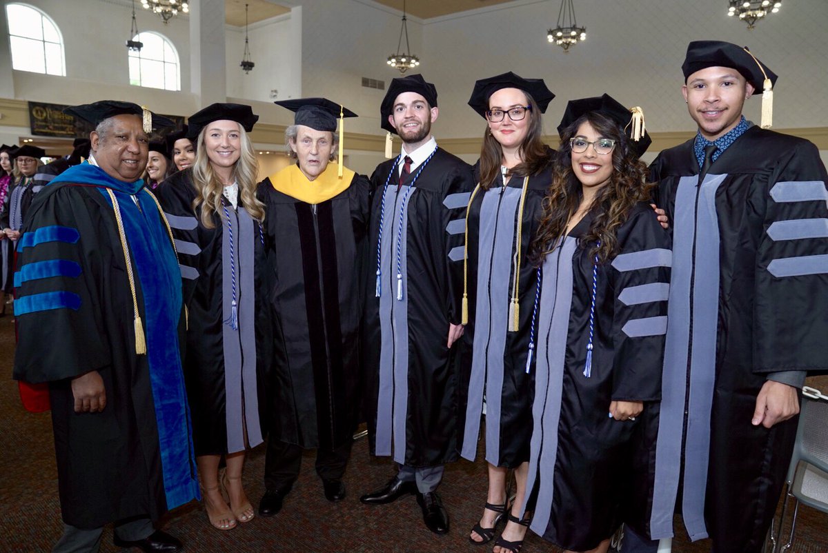 WesternUNews's tweet photo. Congratulations to the Class of 2019 graduates from  @WesternUVetMed. You’ve earned it! 

Keynote speaker was @DrTempleGrandin, renowned leader in animal welfare and autism advocacy. #WesternUGrad2019 #WesternUWay https://t.co/3e97WCL7Uc