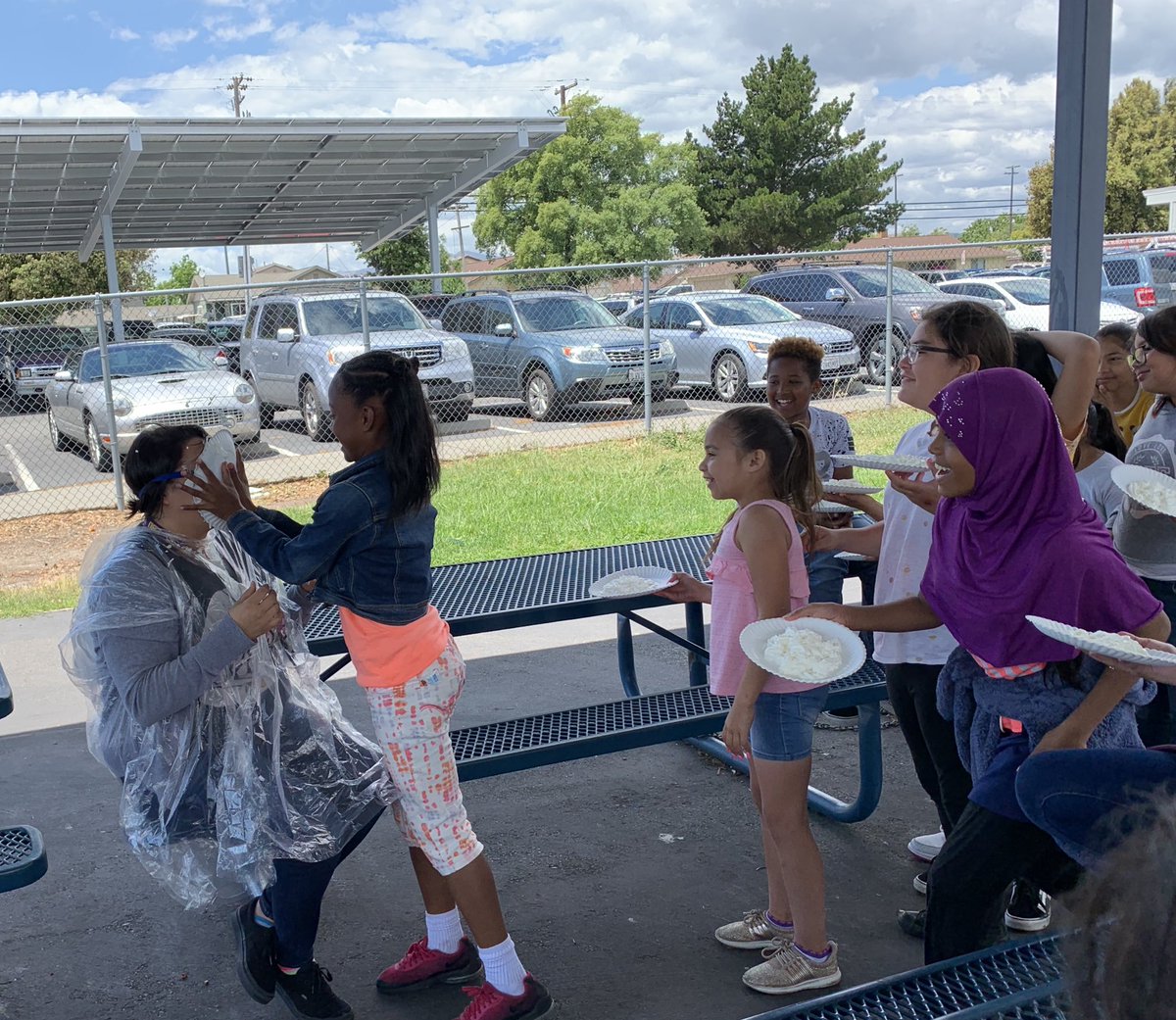 leadloveinspire's tweet photo. Pie In The Face Was One Way @MissHteachin5th Celebrated Her Students Today! #fsusd #donewithtesting https://t.co/t4dpXe47mO