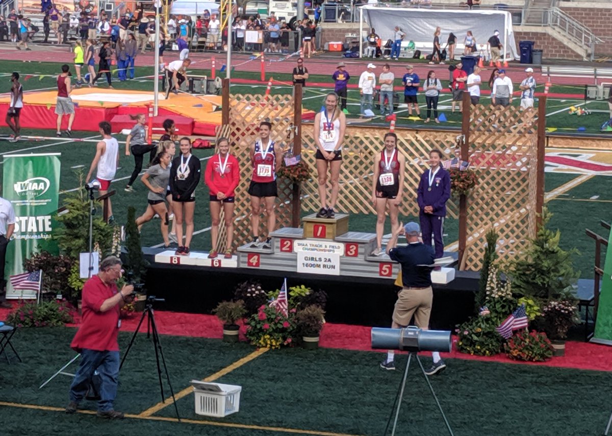 ORTINGTRACK's tweet photo. Ortings Maddie Drennen on the podium at State with another school record 1600 of 5:03.7! https://t.co/YLQAVT3p7X