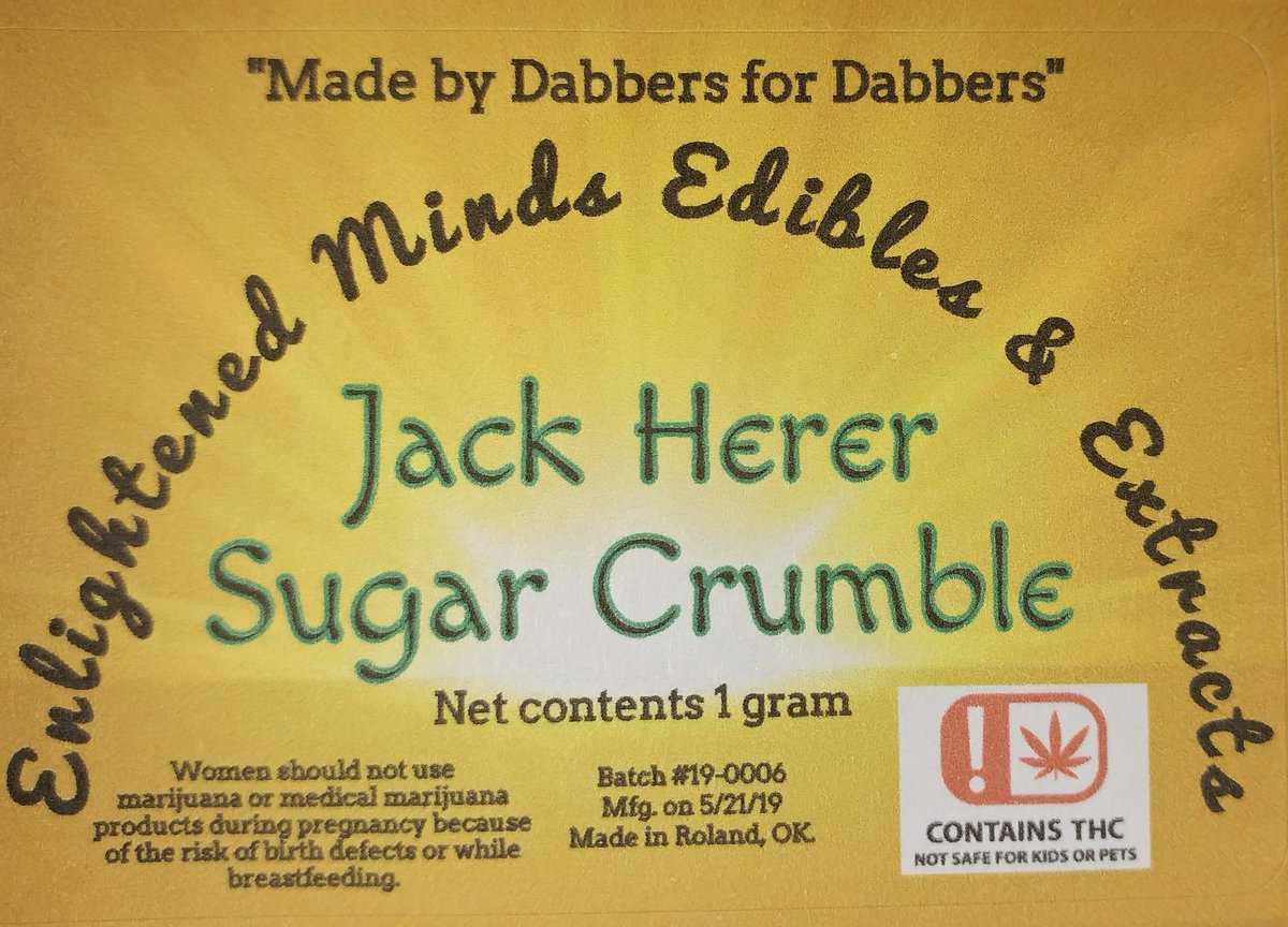 fatdabs4you's tweet photo. Our crumble is made by dabbers, for dabbers. Next strains: Durban Poison and Trainwreck. Get 'em while they last at #Pharm788 in Roland. #OKMMJ https://t.co/ofa15cmwqE