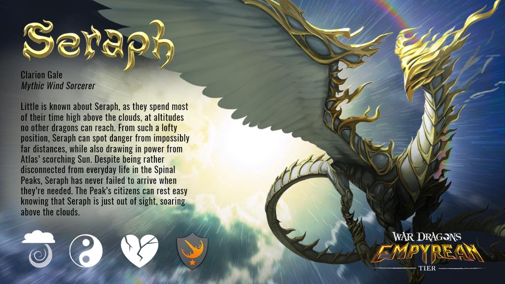 War Dragons The Holy Dragon Seraph Is A Welcome Deity Figure That Is Rarely Seen Below The Clouds With It Celestial Shield Seraph Can Protect Itself From Oncoming Attacks And
