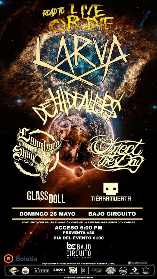 El domingo nos vemos en <a href="/Elbajocircuito/">Bajo Circuito</a>!! <a href="/TIERRAMUERTA/">TIERRAMUERTA</a> nos veremos con los carnales de <a href="/DethDealersBand/">DethDealer$</a> y <a href="/larvamx/">Larva</a> y conoceremos nuevas bandas! @ObjectTheDay <a href="/LonghornSkullmx/">Longhorn Skull</a> &amp; #GlassDoll