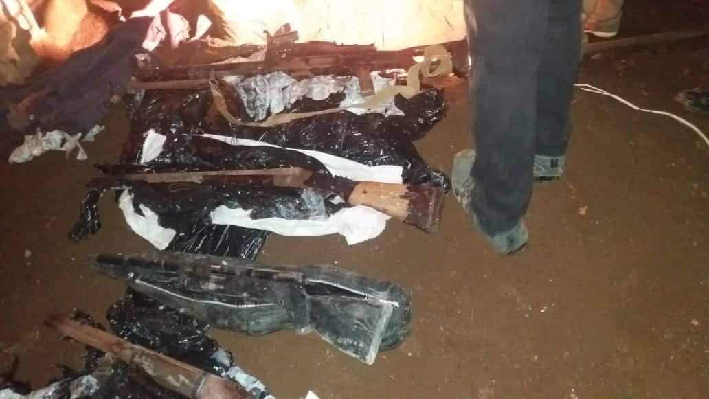 Parte del armamento encontrado el día de hoy en Jinotepe, así operan grupos terroristas hace un año en fallido golpe de estado en #Nicaragua