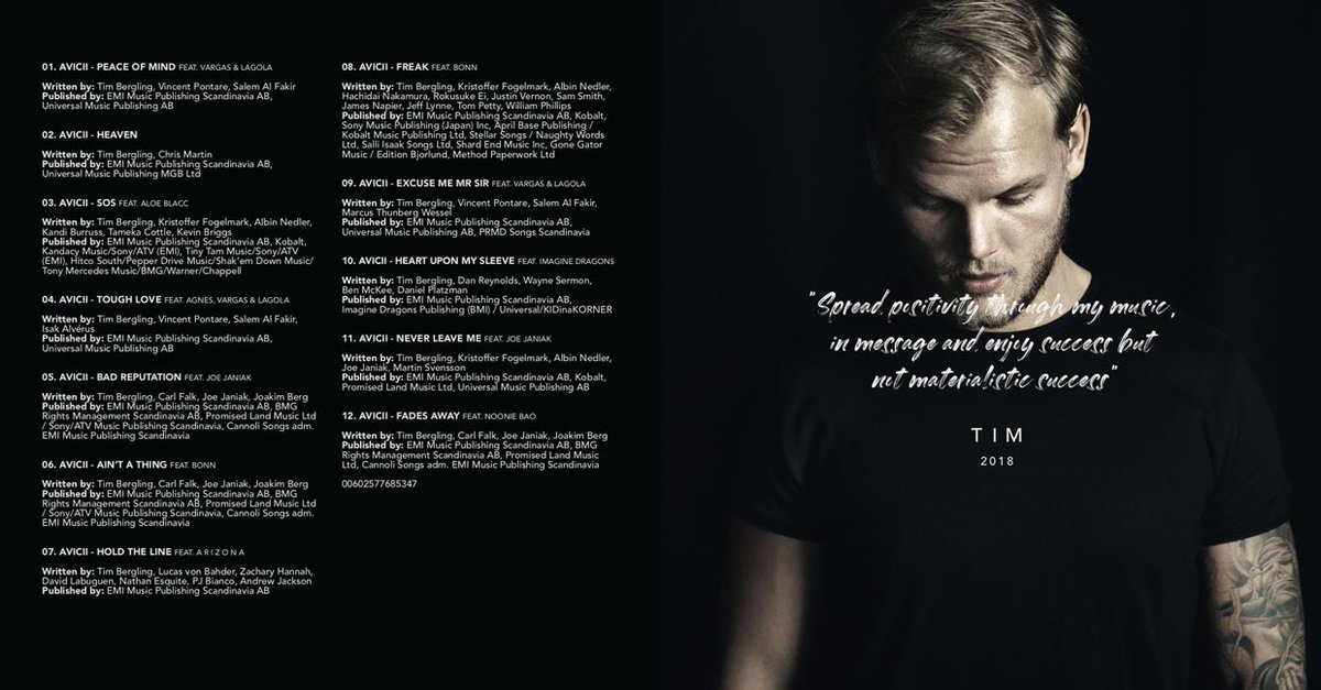 AviciiPy's tweet photo. Avicii - TIM (Tracklist Oficial)

◢ ◤ https://t.co/b2fcfDGYD4
